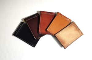 Leather Folding Card Wallet with Money Clip